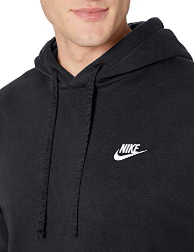 NIKE M NSW Club Hoodie Po BB Sweatshirt, Hombre, Black/Black/White, L