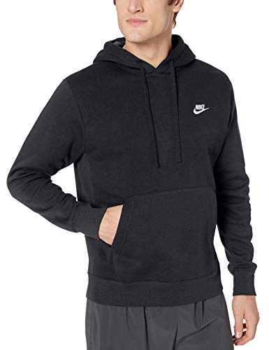 NIKE M NSW Club Hoodie Po BB Sweatshirt, Hombre, Black/Black/White, L