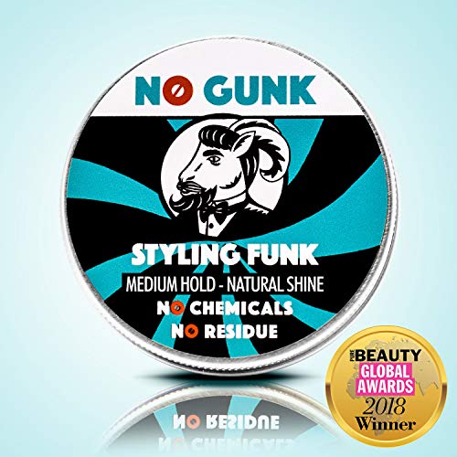 NO GUNK Cera/Pomada de Peinado 100% Natural Orgánica Para Pelo/Barba - Fijación Media - Ganador, Mejor Producto Para Cabello de Hombre 2018, Premio PURE Beauty Global - Styling Funk (Original, 50g)