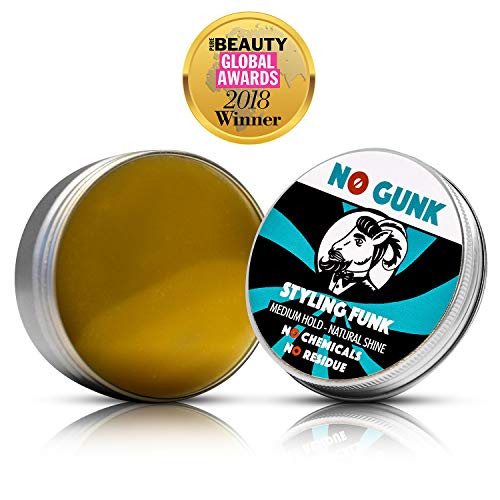 NO GUNK Cera/Pomada de Peinado 100% Natural Orgánica Para Pelo/Barba - Fijación Media - Ganador, Mejor Producto Para Cabello de Hombre 2018, Premio PURE Beauty Global - Styling Funk (Original, 50g)