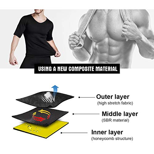 NOVECASA Sauna Camiseta Sudoración Hombre Neopreno Body Shaper Transpirar para Quema Grasa Faja Abdome Adelgaza Gimnasio Fitness (M, Camisetas)