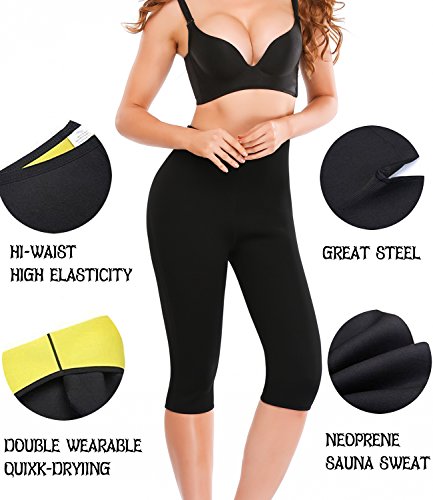 NOVECASA Suana Chaleco Camisa de Manga Larga Mujer/Pantalones Cortos de Sudoracion de Neopreno Shapewear para Sudoración, Quema Grasa, Adelgazante (M, Pantalones Cortos)