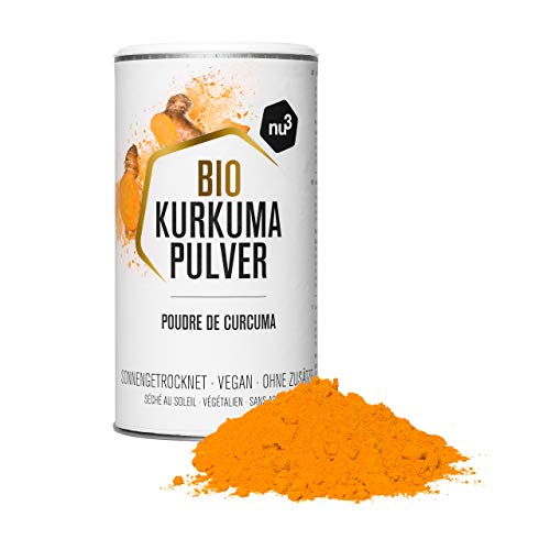 nu3 Cúrcuma Orgánica en Polvo – 250g de cúrcuma en estado puro sin pimienta o piperina – Poder concentrado de curcumina tumerica – Condimento indico ideal para cocinar y sazonar – 100% original