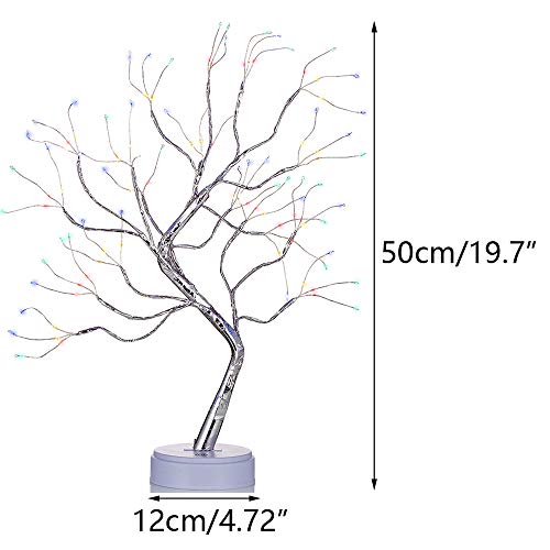 Nuptio Abedul con Luces, Árbol de Ramitas Bonsai Árbol de 1.6 Pies Árbol de Navidad Árboles Iluminados para Decoración Fiesta en Casa Cumpleaños Boda Decoración Interior (Luz Multicolor, 1 Pieza)