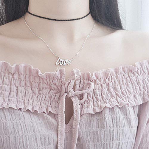 Onefeart Plata de Ley 925 Collar Colgante para Mujeres niñas Redondo Zirconia cúbica De clavícula Cadena Amor Significado 45CM Plata