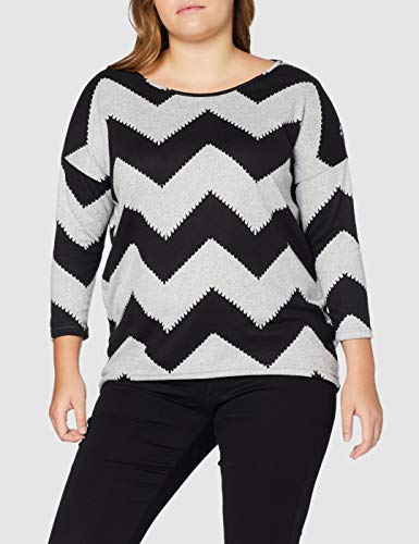 Only onlELCOS 4/5 AOP Top JRS Noos Camisa Manga Larga, Multicolor (Light Grey Melange AOP:w. Black Zigzag), 42 (Talla del Fabricante: X-Large) para Mujer