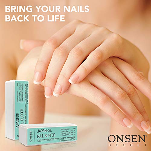 Onsen Professional Nail Buffer, bloque de pulido de uñas Ultimate Shine con métodos de pulido de 3 vías, lima de uñas suave y brillante después de Onsen, cuidado óptimo de las uñas