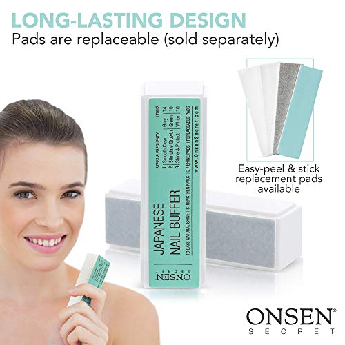 Onsen Professional Nail Buffer, bloque de pulido de uñas Ultimate Shine con métodos de pulido de 3 vías, lima de uñas suave y brillante después de Onsen, cuidado óptimo de las uñas