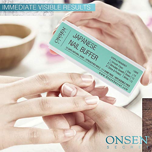 Onsen Professional Nail Buffer, bloque de pulido de uñas Ultimate Shine con métodos de pulido de 3 vías, lima de uñas suave y brillante después de Onsen, cuidado óptimo de las uñas