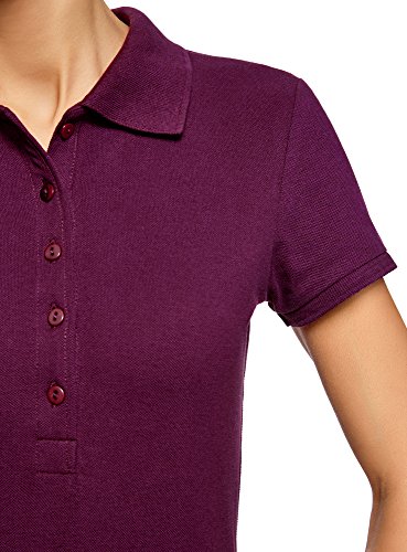 oodji Ultra Mujer Polo Básico de Tejido Piqué, Morado, ES 36 / XS