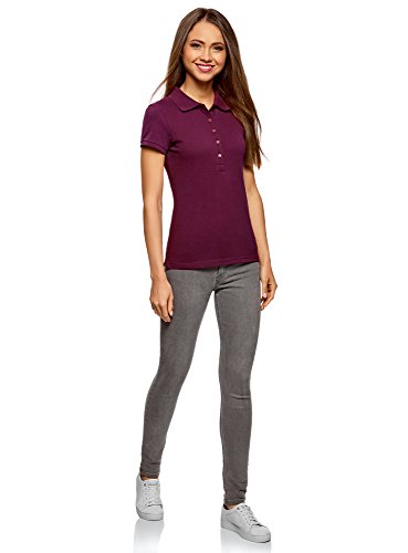 oodji Ultra Mujer Polo Básico de Tejido Piqué, Morado, ES 36 / XS