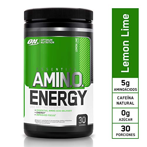 Optimum Nutrition ON Amino Energy Pre Workout en Polvo, Bebida Energética con Beta Alanina, Vitamina C, Cafeína, Aminoacidos Incluyendo BCAA, Lima Limón, 30 Porciones, 270g, Embalaje Puede Variar