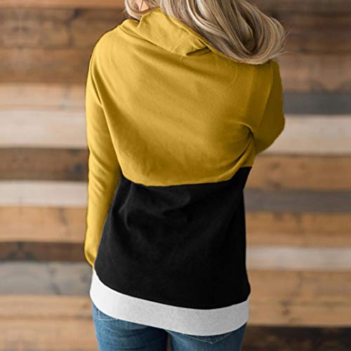 Overdose Moda Mujeres Casual Color Block Manga Larga Sudadera Jumper Pullover Blusa Top Lady Tops