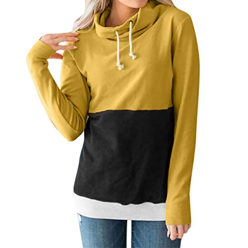 Overdose Moda Mujeres Casual Color Block Manga Larga Sudadera Jumper Pullover Blusa Top Lady Tops