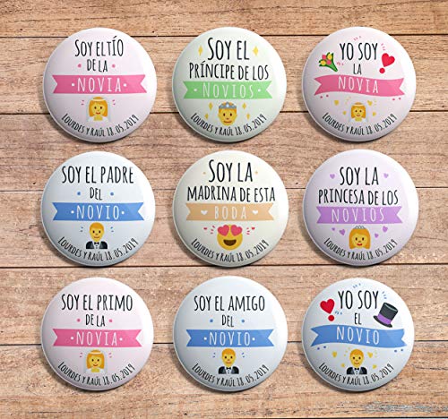 Pack chapas personalizadas 59mm (bodas, despedidas, eventos) (25)