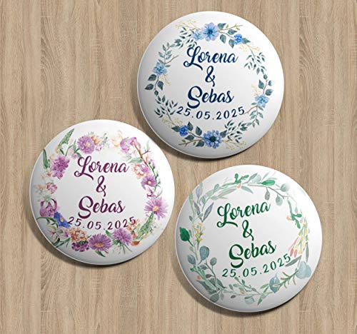 Pack chapas personalizadas 59mm (bodas, despedidas, eventos) (25)