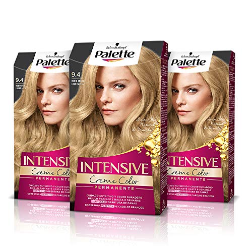 Palette Intense Cream Coloration Intensive Coloración del Cabello 9.4 Rubio Arena - Pack de 3