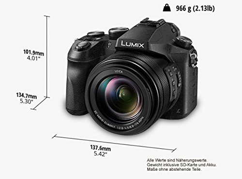 Panasonic Lumix DMC-FZ2000- Cámara digital híbrida de 20.1 MP (Zoom óptico 20x, Objetivo LEICA, Wi-Fi, Visor OLED, Grabación de Vídeo en 4K, Sensor MOS)-Color Negro