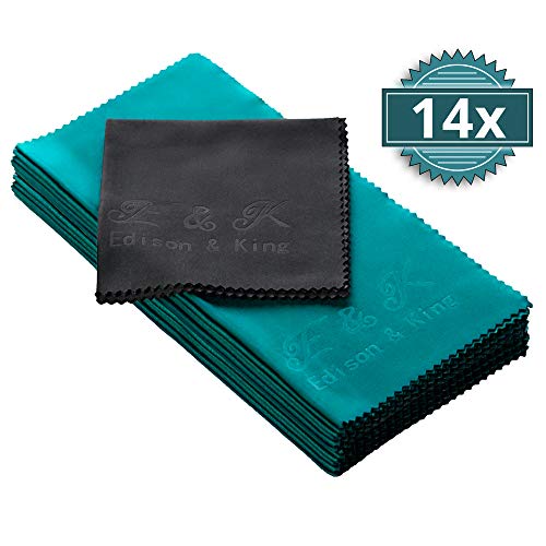 Paños de microfibra 20 × 20 cm en Multipack. Paños para limpieza de gafas extrasuaves y lavables (Paquete de 14)