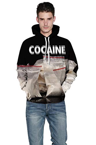 Parejas Unisex Sudadera con Capucha de cocaína Impreso en 3D Sudadera de Secado rápido Sudadera con Capucha de Manga Larga Bolsillos Top WY-73 (Color : Multi-Colored, Size : L/XL)