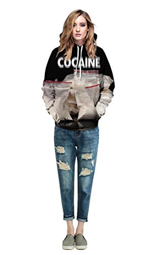 Parejas Unisex Sudadera con Capucha de cocaína Impreso en 3D Sudadera de Secado rápido Sudadera con Capucha de Manga Larga Bolsillos Top WY-73 (Color : Multi-Colored, Size : L/XL)