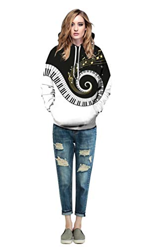 Parejas Unisex Sudadera con Capucha para Piano Impreso en 3D Sudadera de Secado rápido Sudadera con Capucha de Manga Larga Bolsillos Top WY-215 (Color : Multi-Colored, Size : S/M)