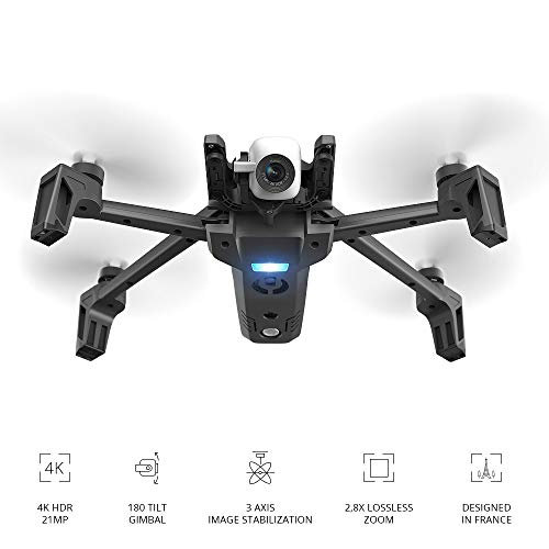 Parrot Anafi - Dron cuadricóptero (4K HDR, 21 Mpx, slow-motion y hyperlapse, 15 m/s, 25 minutos de vuelo, gimbal 180º) + Mando + Estuche de transporte + SD Card 16 GB + 8 Palas de hélice, color gris