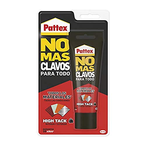 Pattex No Mas Clavos Para Todo HighTack Adhesivo de montaje resistente a temperaturas extremas, pegamento fuerte en superficies húmedas, Blanco, 1 tubo x 142 g