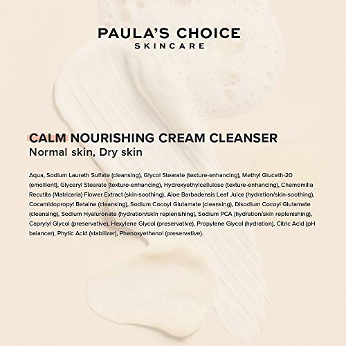 Paula’s Choice Calm Limpiador Facial - Limpieza una Cara Sensible y el Maquillaje - Desmaquillante con Ácido Hialurónico & Aloe Vera - Pieles Normales a Secas - 198 ml