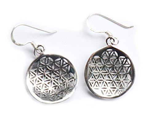 Pendientes Flor de la Vida/Flower of Life, 925 plata de ley – Meditación Yoga Espiritualidad Esoterismo