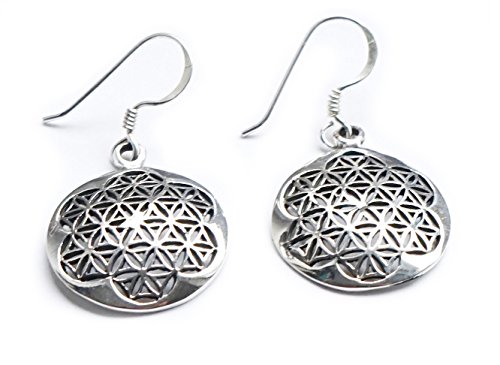 Pendientes Flor de la Vida/Flower of Life, 925 plata de ley – Meditación Yoga Espiritualidad Esoterismo