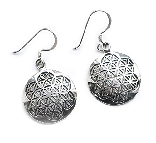 Pendientes Flor de la Vida/Flower of Life, 925 plata de ley – Meditación Yoga Espiritualidad Esoterismo