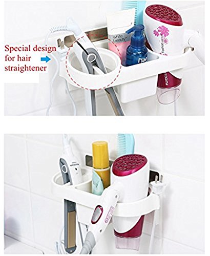 Perfectii Soporte Para Secador De Pelo Sin Agujeros, Multifunción Pared Secador Almacenamiento Organizador Secador Rack Soporte