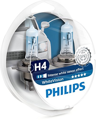 Philips 12342WHVSM Faros delanteros con efecto de xenón blanco H4, 3700K, paquete doble