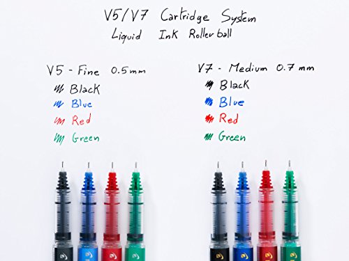 Pilot Bolígrafo de tinta líquida, Punta mediana + 1 cartucho de 3 cartuchos, Negro