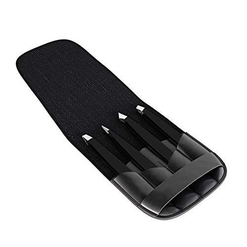 Pinzas de Depilar Profesionales Tweezer Guru Para Cejas (Set de 4) – Pinza Punta Acero Inoxidable – Gran Precisión para Pelos Faciales, Pelos Encarnados, Espinillas y Astillas (Negro)