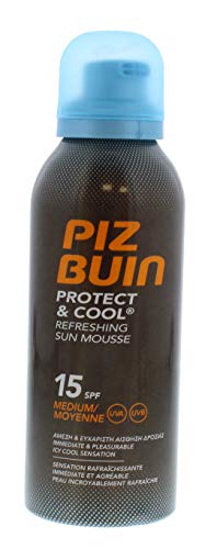 Piz Buin SPF 15 Protección y Cool Sun Mousse, 150 ml