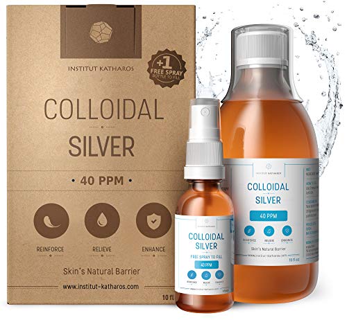 Plata Coloidal Prémium 300 ml ● 40 ppm ● Óptima Concentración, Partículas más Pequeñas, Mejores Resultados ● Certificada por Laboratorio ● Incluye Pulverizador para llenar y Ebook