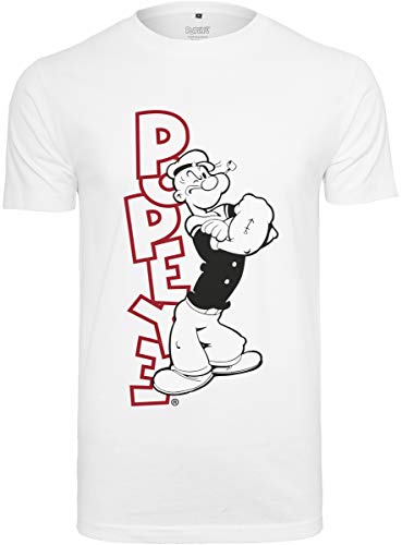 Popeye - Camiseta para Hombre, diseño de Rosas de cómic, con Texto en inglés, Hombre, Camiseta, MC435, Blanco, Small