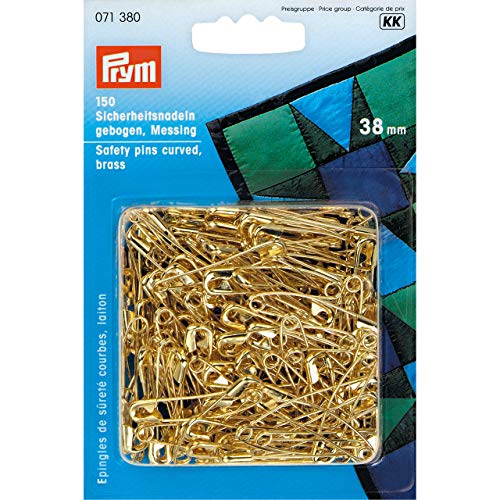 Prym 071 380 - Imperdibles curvados (38 mm, 150 unidades), color brass