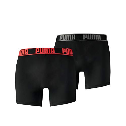 PUMA Active Boxer 2p Packed Ropa Interior de Deporte, Rojo (Black/Red), S (Pack de 2) para Hombre