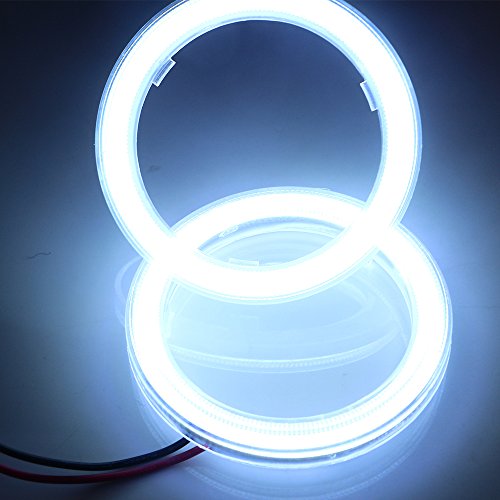 Qasim 1-par LED COB Halo Ring Angel Eyes Led Faro Delantero con Pantalla de Cubierta 12V 24V blanco 60MM 45SMD no Polaridad Constante no Polaridad Constante