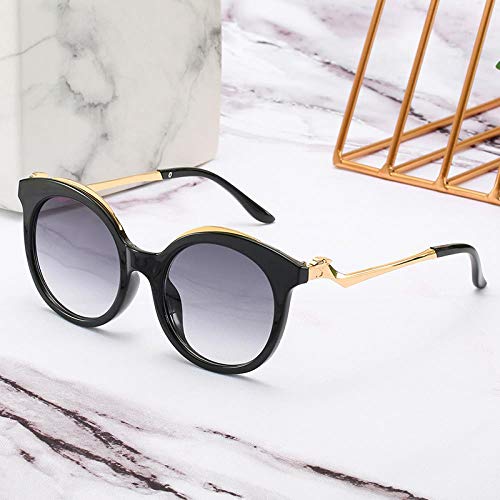 QINGZHOU Gafas De Sol,Gafas De Moda De Marco Redondo Femenino Cartier, Té Doble De Marco De Leopardo