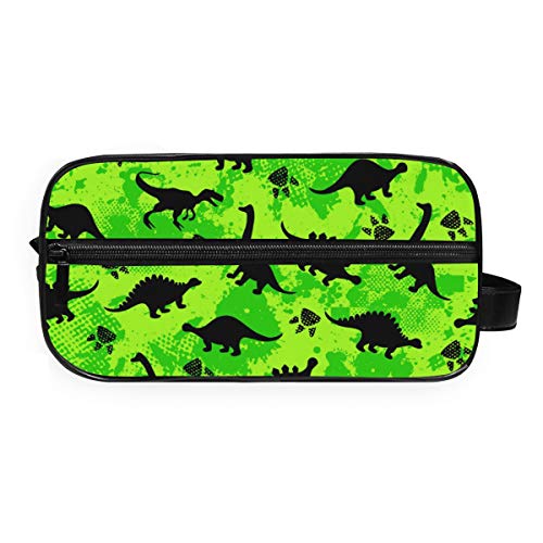 QMIN - Neceser portátil con diseño de Huellas de Dinosaurio y Huellas de Animales, Bolsa de Viaje multifunción, Bolsa de Maquillaje, Bolsa de Almacenamiento para niños, niñas, Mujeres, Hombres