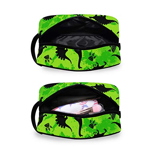 QMIN - Neceser portátil con diseño de Huellas de Dinosaurio y Huellas de Animales, Bolsa de Viaje multifunción, Bolsa de Maquillaje, Bolsa de Almacenamiento para niños, niñas, Mujeres, Hombres