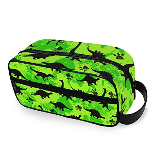 QMIN - Neceser portátil con diseño de Huellas de Dinosaurio y Huellas de Animales, Bolsa de Viaje multifunción, Bolsa de Maquillaje, Bolsa de Almacenamiento para niños, niñas, Mujeres, Hombres