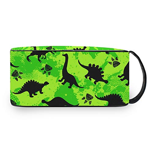 QMIN - Neceser portátil con diseño de Huellas de Dinosaurio y Huellas de Animales, Bolsa de Viaje multifunción, Bolsa de Maquillaje, Bolsa de Almacenamiento para niños, niñas, Mujeres, Hombres