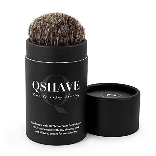 qshave Brocha de afeitar hecho a mano de 100% pelo de blaireaus auténtico y puros con mango de madera. La elección para el afeitado mojado con navaja de seguridad/seguridad coup-choux.