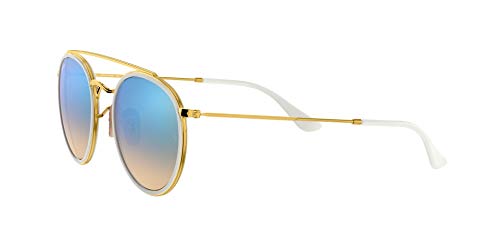 Ray-Ban 0RB3647N, Gafas de Sol Unisex Adulto, Dorado (Blue Gradient Flash), 51