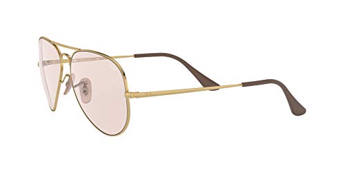 Ray-Ban Aviator Metal II Lentes oscuros, Dorado/Rosa Claro Fotocromático, 55 Unisex Adulto